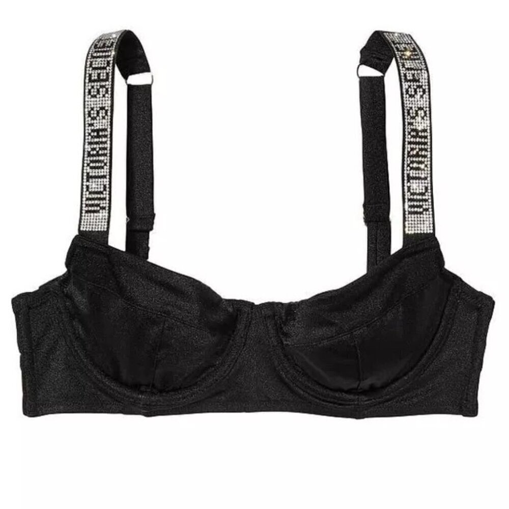 New! Victoria’s Secret Shine Strap Unlined Push Up Bikini Swim Top 4475